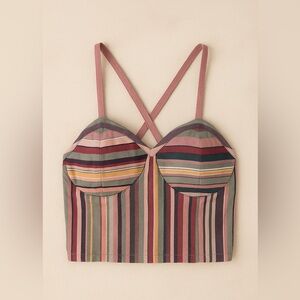 SHEIN Plum Top with Lime‎ Stitching Crop Top Women’s Small Retro Y2K Festival